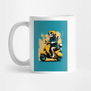 dog riding a scooter Mug